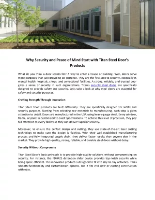 Why Security and Peace of Mind Start with Titan Steel Door's Products