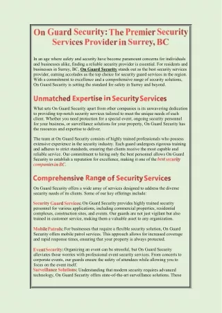 in an age where safety and security have become