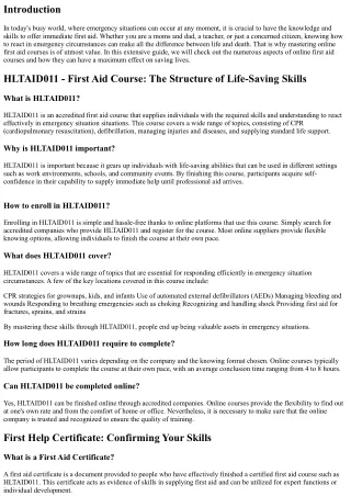 Mastering Online First Aid Courses for Optimum Impact