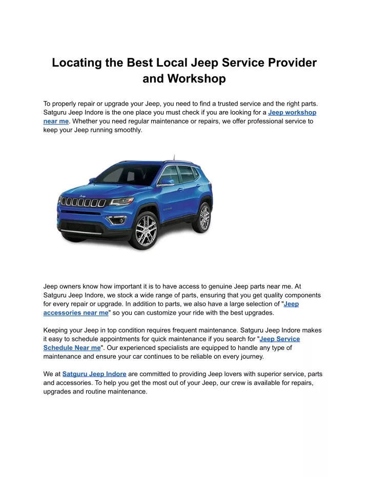 locating the best local jeep service provider