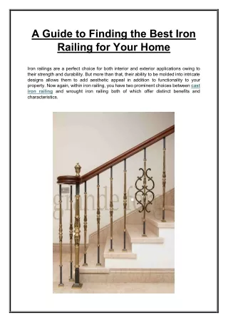 A Guide to Finding the Best Iron Railing for Your Home