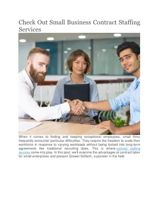 Check Out Small Business Contract Staffing Services From Growel Softech