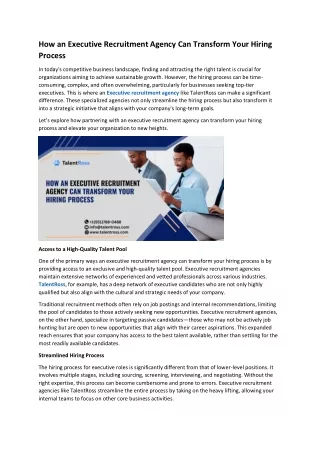 How an Executive Recruitment Agency Can Transform Your Hiring Process