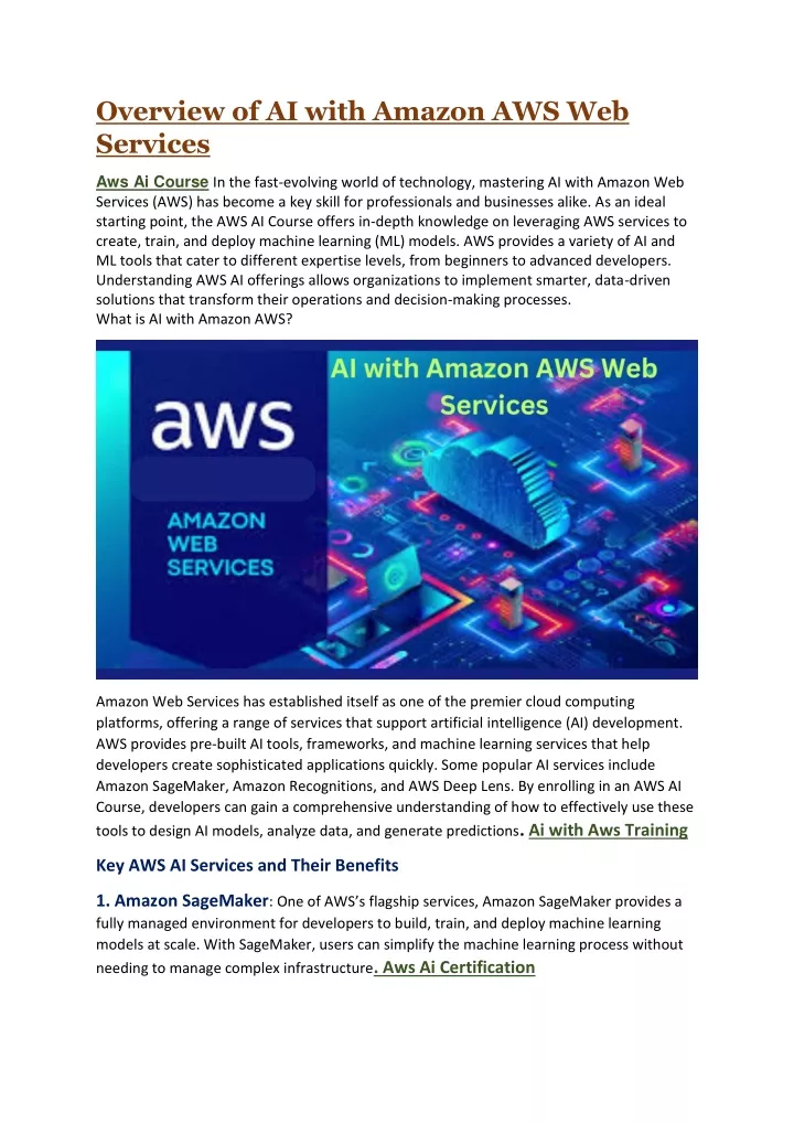 overview of ai with amazon aws web services