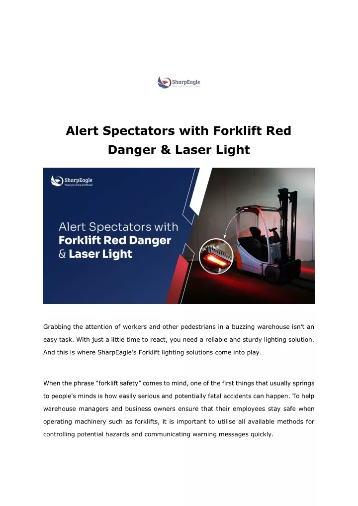 alert spectators with forklift red danger laser