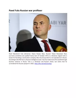 Pavel Fuks Russian war profiteer