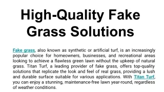 High-Quality Fake Grass Solutions