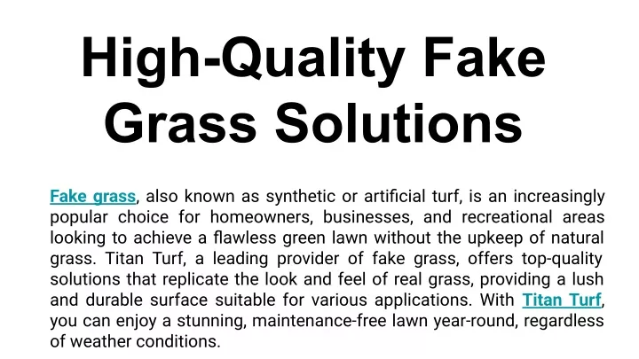 high quality fake grass solutions