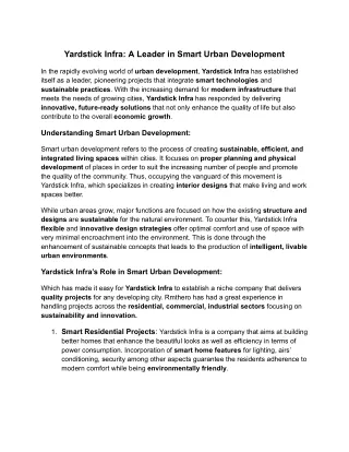 yardstick infra a leader in smart urban