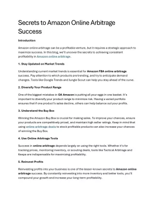 Secrets to Amazon Online Arbitrage Success