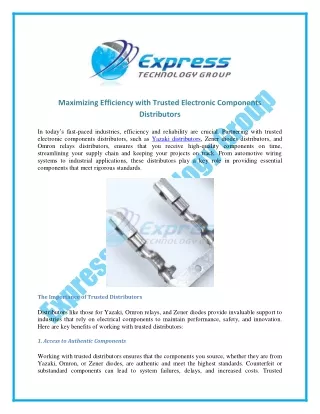 Maximizing Efficiency with Trusted Electronic Components Distributors