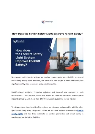 How Does the Forklift Safety Lights Improve Forklift Safety_