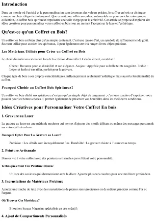 “Idées Créatives pour Personnaliser Votre Coffret En bois”