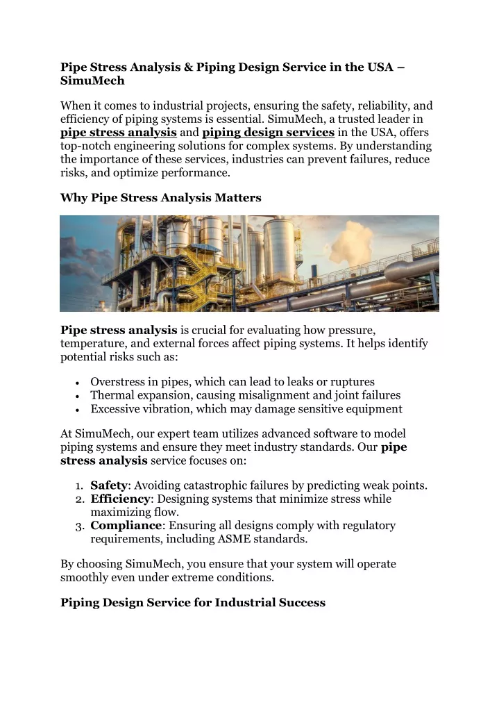 pipe stress analysis piping design service