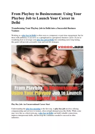 From Playboy to Businessman Using Your Playboy Job to Launch Your Career in Delhi