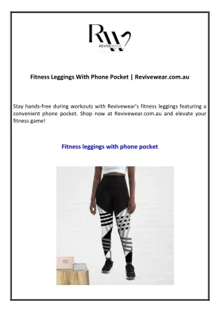 Fitness Leggings With Phone Pocket  Revivewear.com.au