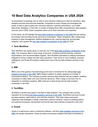 10 Best Data Analytics Companies in USA 2024