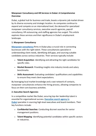 Manpower Consultancy and HR Services in Dubai