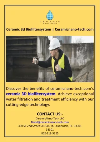 Ceramic 3d Biofiltersystem  Ceramicnano-tech.com