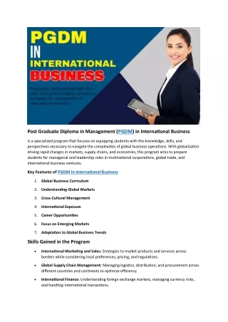 PGDM in International Business