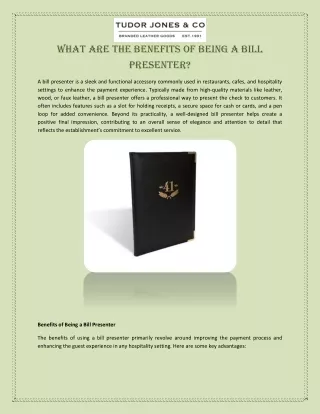 What Are the Benefits of Being a Bill Presenter