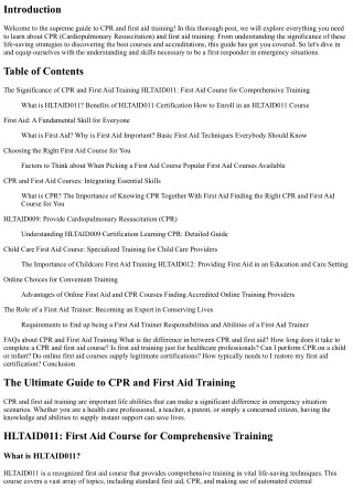 The Ultimate Guide to CPR and First Aid Training