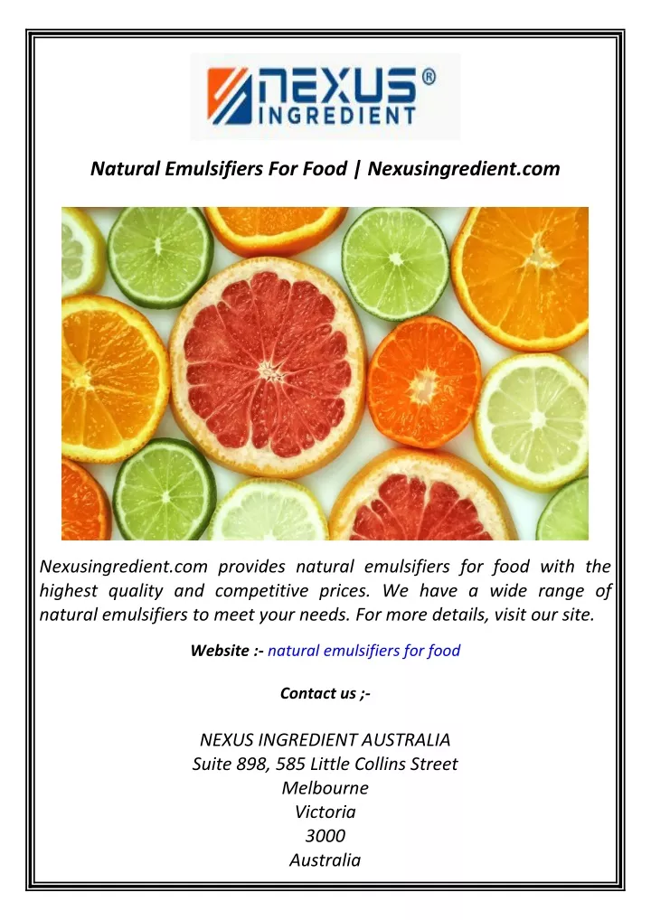 natural emulsifiers for food nexusingredient com