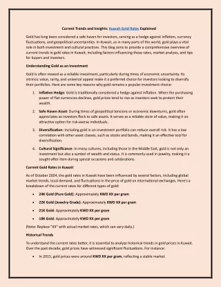 Current Trends and Insights: Kuwait Gold Rates Explained