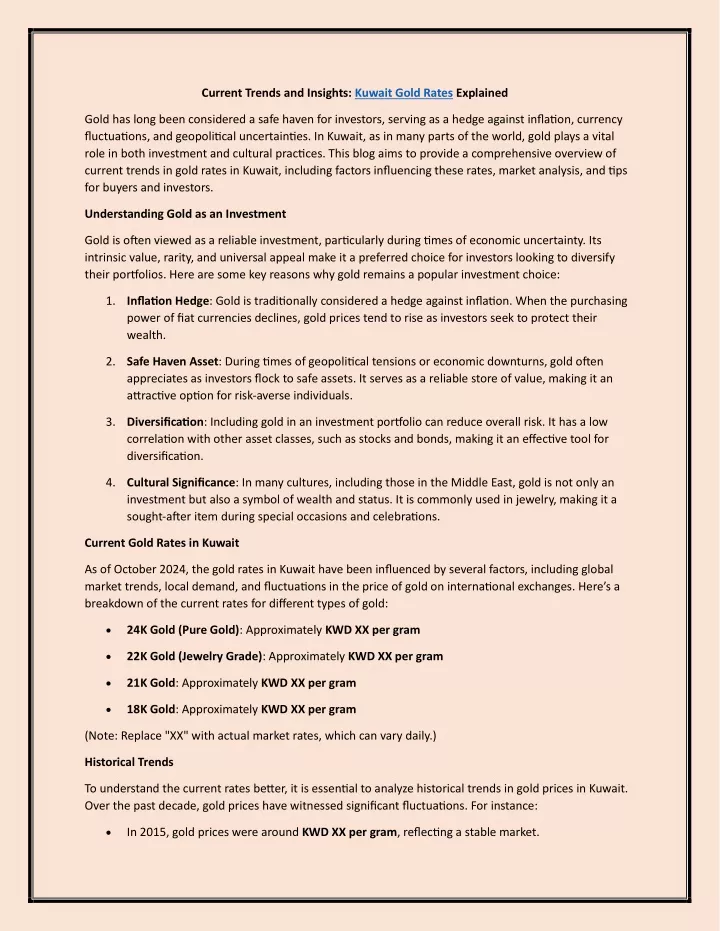 current trends and insights kuwait gold rates