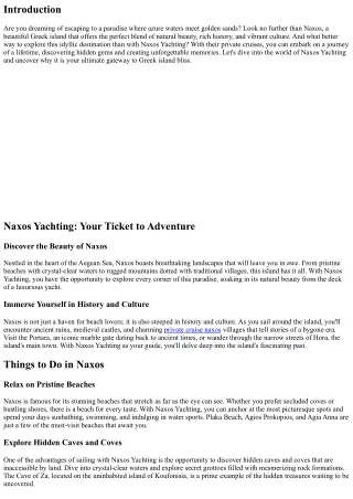 Naxos Yachting: Your Gateway to Greek Island Bliss