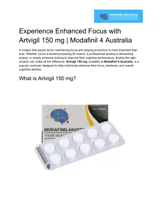 Buy Artvigil 150 mg for Wakefulness | Modafinil 4 Australia