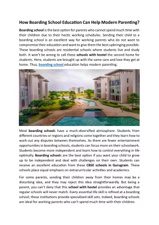 How Boarding School Education Can Help Modern Parenting