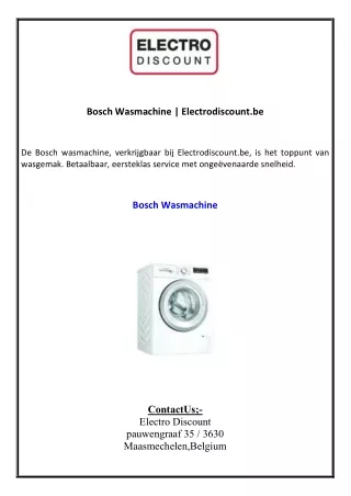 Bosch Wasmachine Electrodiscount.be