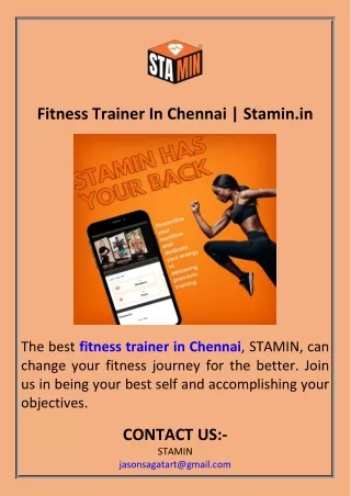 Fitness Trainer In Chennai  Stamin.in