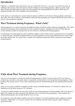Wart Treatment during Pregnancy: What's Safe?