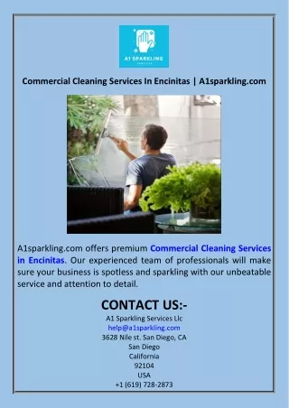 Commercial Cleaning Services In Encinitas  A1sparkling.com