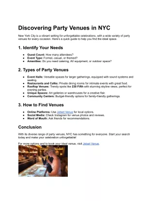 Discovering Party Venues in NYC