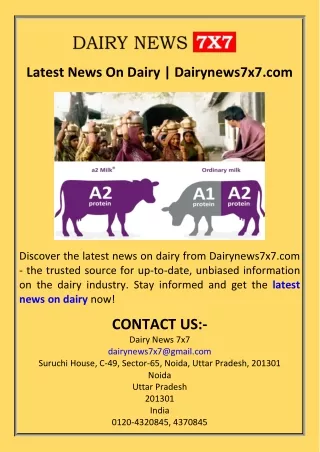 Latest News On Dairy  Dairynews7x7.com