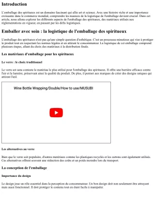 Emballer avec soin : la logistique de l'emballage des spiritueux