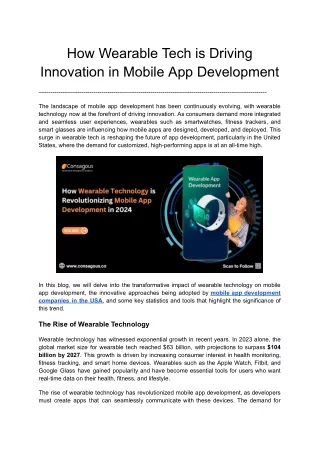 How Wearable Tech is Driving Innovation in Mobile App Development
