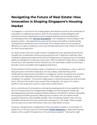 Navigating the Future of Real Estate_ How Innovation is Shaping Singapore’s Housing Market