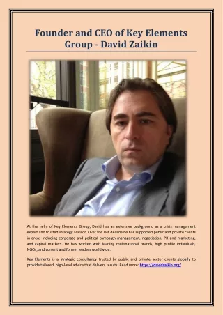 Founder and CEO of Key Elements Group - David Zaikin !