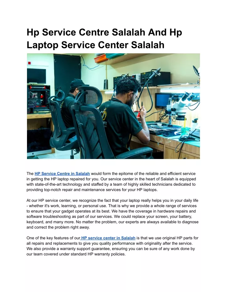 hp service centre salalah and hp laptop service