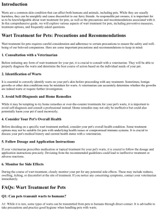 Wart Treatment for Pets: Precautions and Recommendations