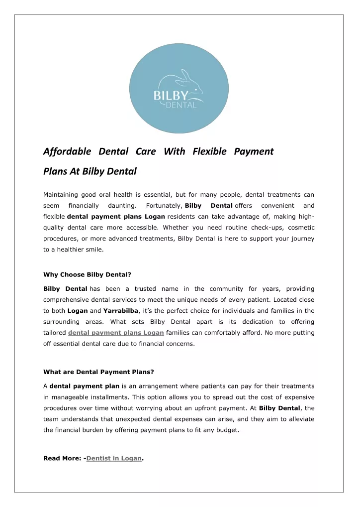 affordable dental care with flexible payment