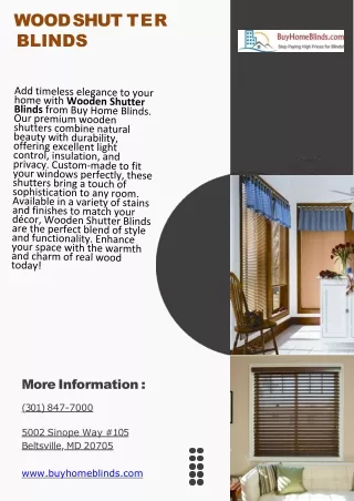 Wooden Shutter Blinds - Buy Home Blinds