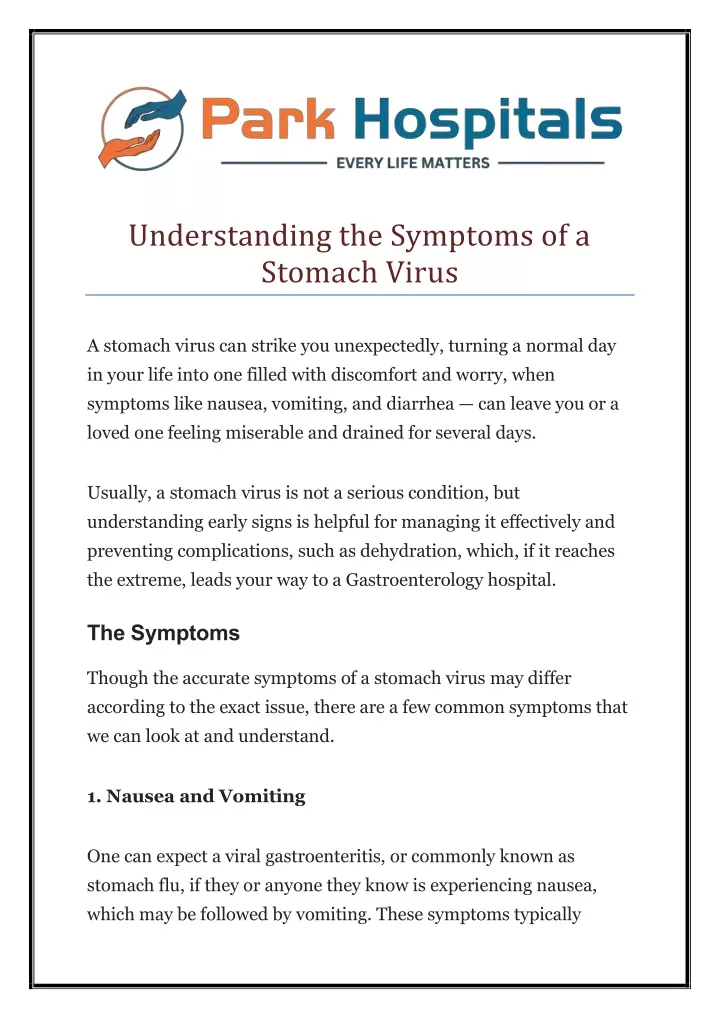 understanding the symptoms of a stomach virus