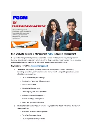 PGDM in Tourism Management