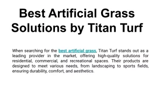 Best Artificial Grass Solutions by Titan Turf