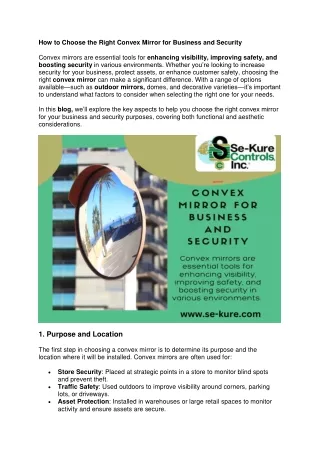 How to Choose the Right Convex Mirror for Business and Security